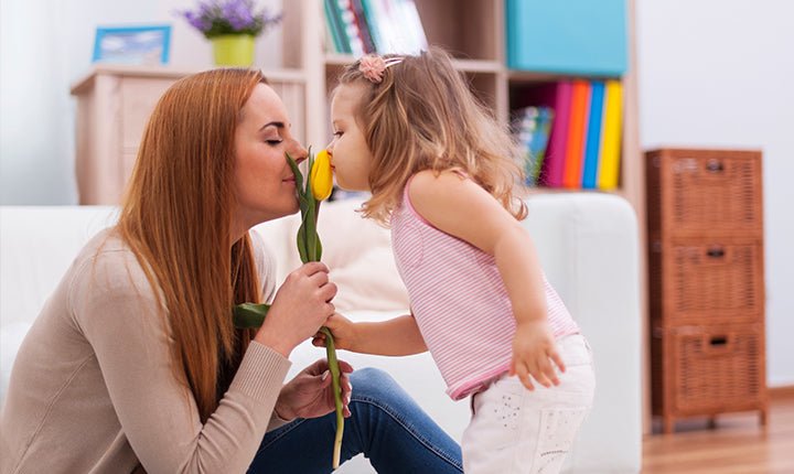 Smelling flowers